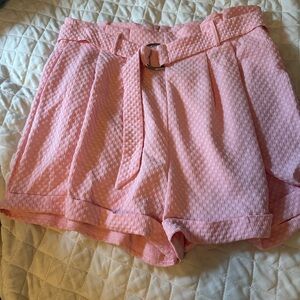 SHEIN Pink High Waist Textured Shorts